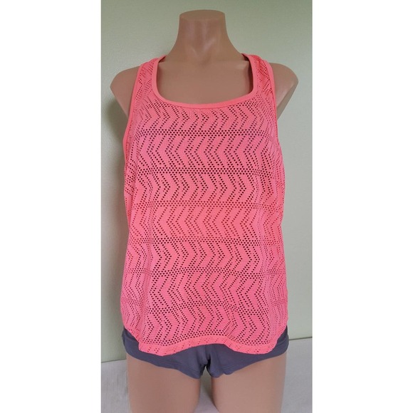 Go by Gossip pink gray blouson tankini set size L - Picture 1 of 5